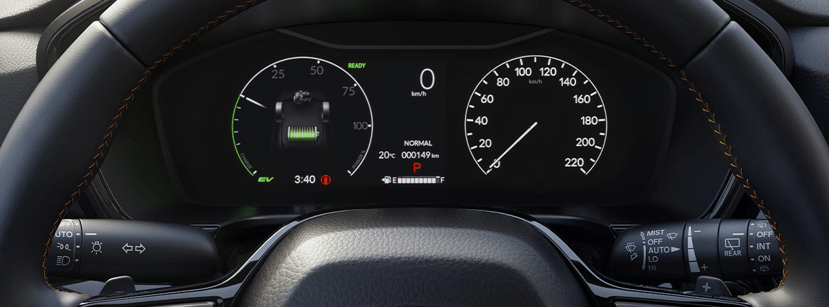 dalton-honda-cr-v-hybrid-tablero-volante Dalton Honda CR-V Hybrid, vista del tablero y volante con diseño moderno y tecnología avanzada